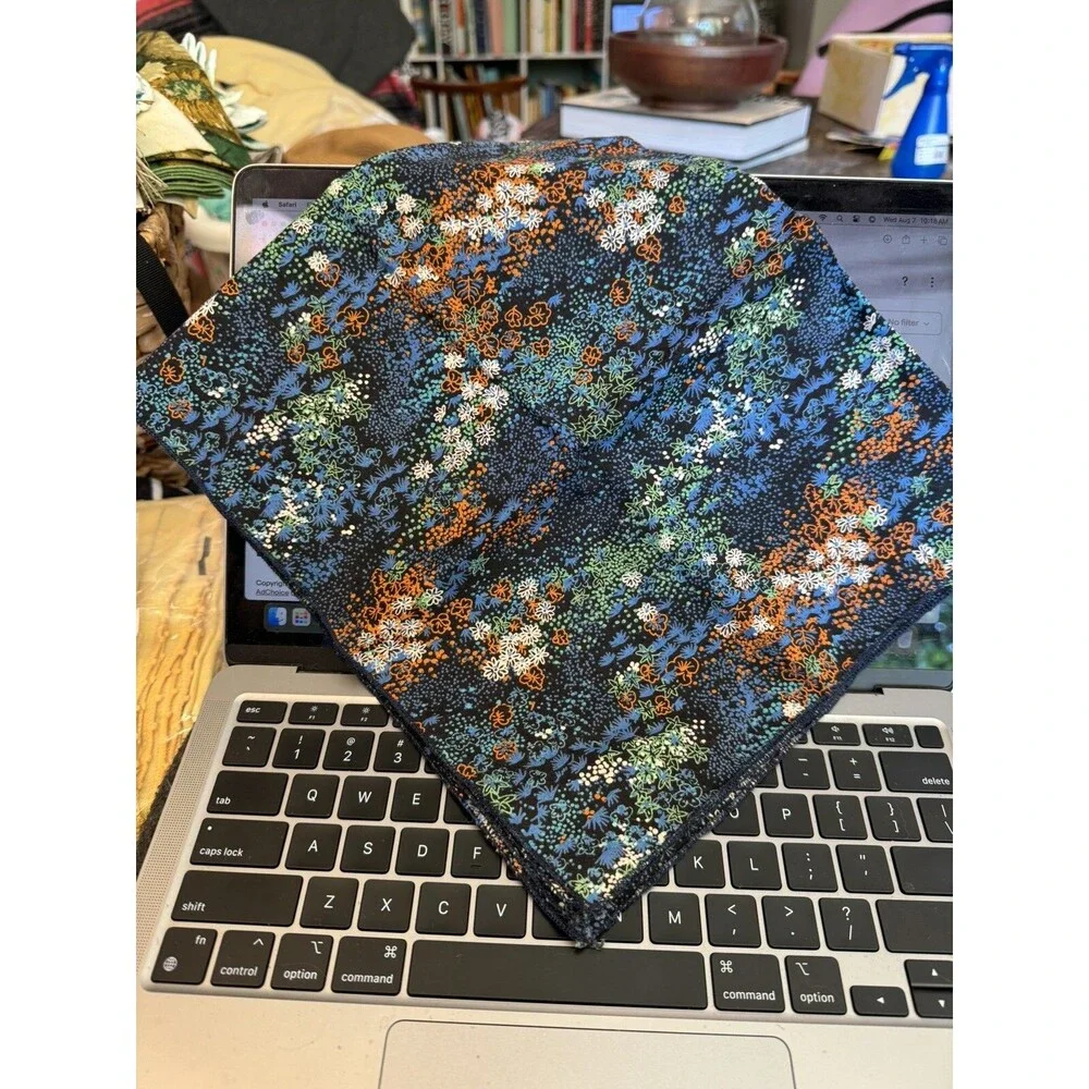 Vintage Dark Napkin Black Blue Orange Flowers Abstract background Square